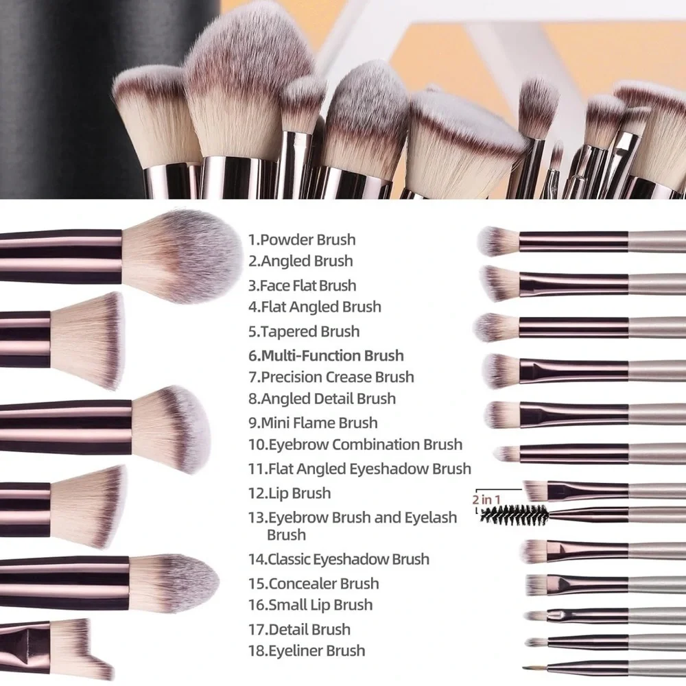 Champagne 18 pcs Brush Set